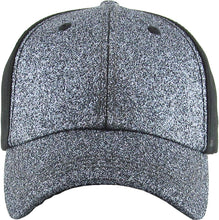 Load image into Gallery viewer, Glitter Ponytail Baseball Cap: BLK
