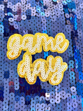 Load image into Gallery viewer, Sequin Game Day Patch. Trucker Hat Patch, Glitter Patch, Iron On Patch, Sports Patch, Game Day Patch, Patch for Hat, DIY