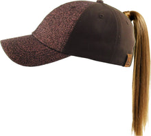 Load image into Gallery viewer, Glitter Ponytail Baseball Cap: BLK