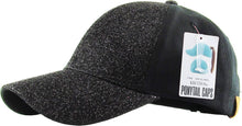 Load image into Gallery viewer, Glitter Ponytail Baseball Cap: BLK