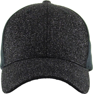 Glitter Ponytail Baseball Cap: BLK