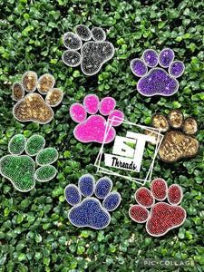Sequin Paw Print Cap Patches: Purple Paw Print
