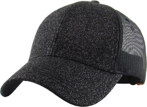 Glitter Meshback Baseball Cap: SIL