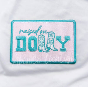 Raised on Dolly preppy embroidery trucker hat iron on patch