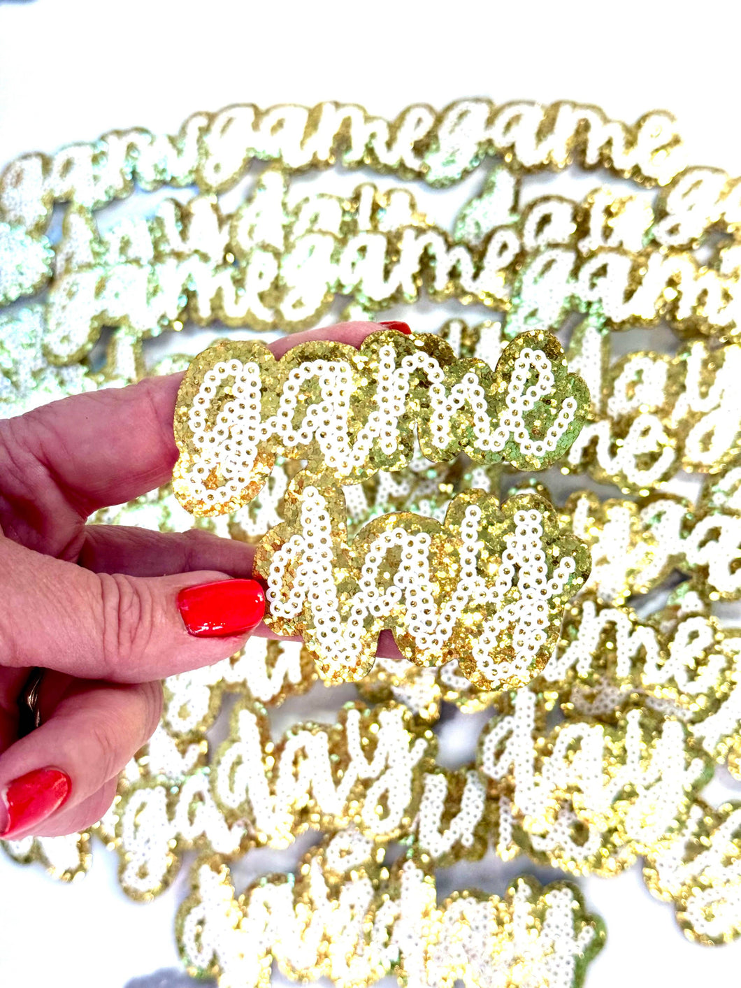 Sequin Game Day Patch. Trucker Hat Patch, Glitter Patch, Iron On Patch, Sports Patch, Game Day Patch, Patch for Hat, DIY