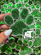Load image into Gallery viewer, Sequin Paw Print Cap Patches: Purple Paw Print
