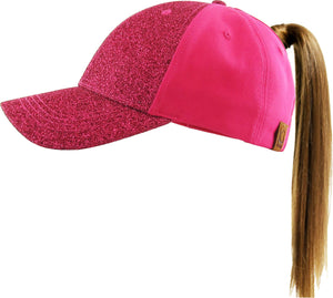Glitter Ponytail Baseball Cap: BLK