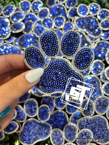 Sequin Paw Print Cap Patches: Purple Paw Print
