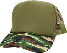 Load image into Gallery viewer, Classic Foam Front Trucker Hat: Camo-Olive

