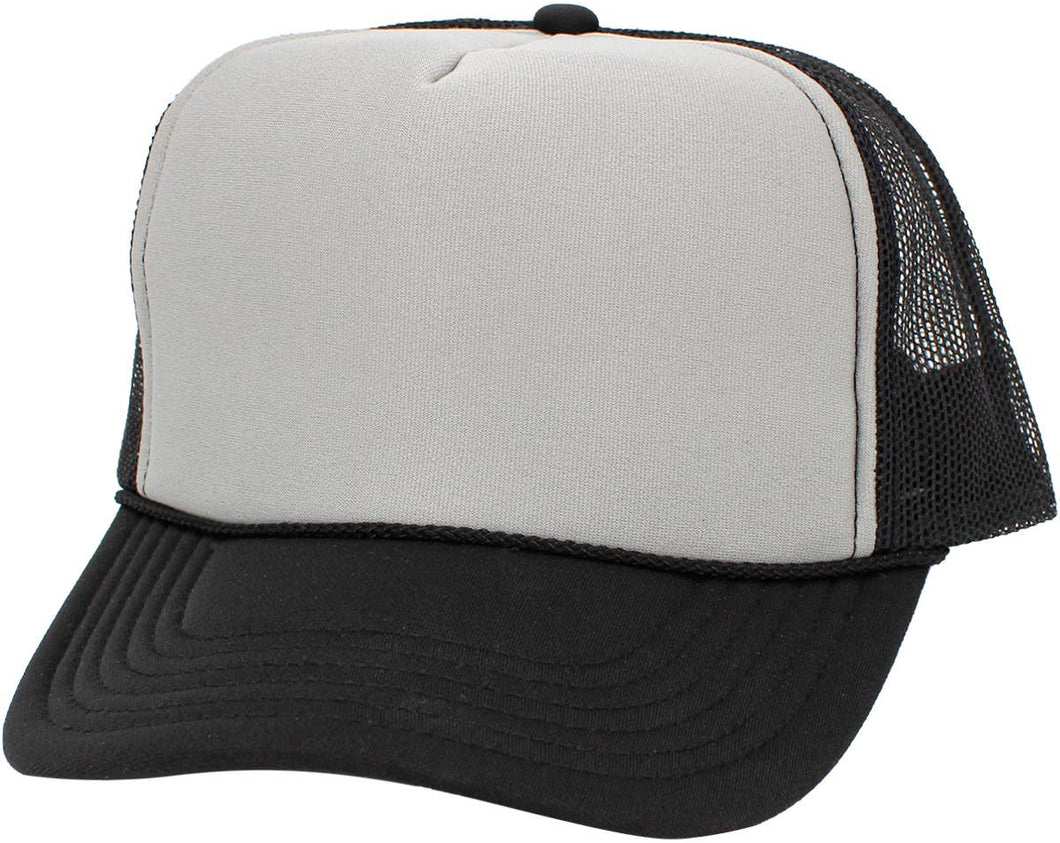 Classic Foam Front Trucker Hat: Black-D.grey