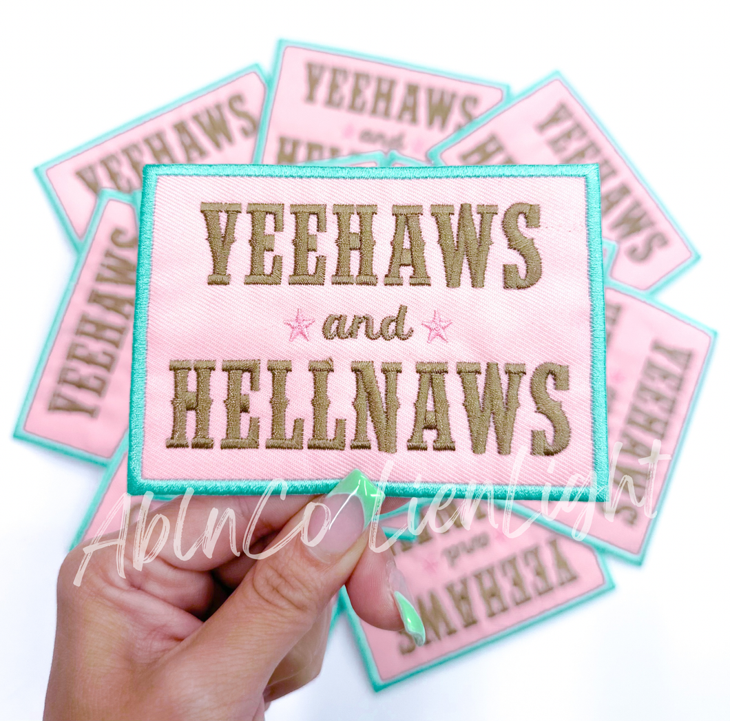 Yeehaw and Hellnaws trucker hat embroidery patch iron on