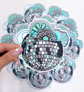 Disco ball turquoise jewelry trucker hat patches iron on