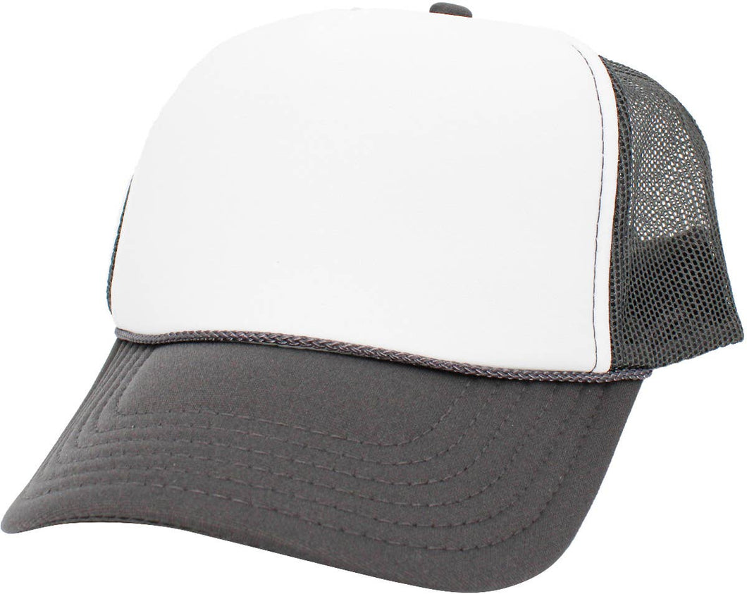 Classic Foam Front Trucker Hat: D.grey-White