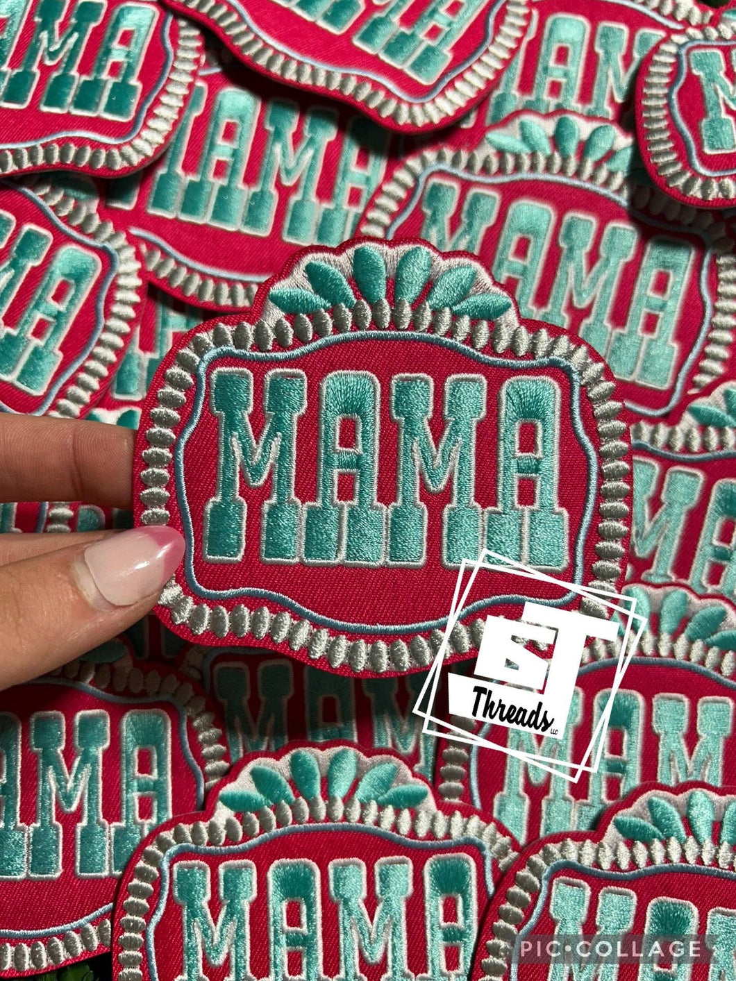 Pink and Turquoise Mama....Cap Patches Only: Pink and Turquoise Mama