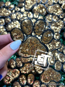 Sequin Paw Print Cap Patches: Purple Paw Print
