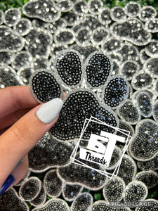 Sequin Paw Print Cap Patches: Purple Paw Print