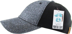 Glitter Ponytail Baseball Cap: BLK