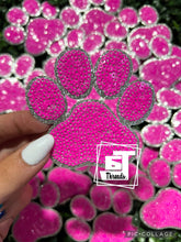Load image into Gallery viewer, Sequin Paw Print Cap Patches: Purple Paw Print
