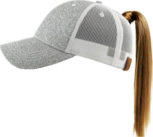Load image into Gallery viewer, Glitter Meshback Baseball Cap: SIL
