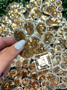 Sequin Paw Print Cap Patches: Purple Paw Print