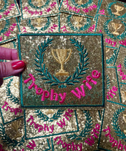 Load image into Gallery viewer, Trophy Wife Patch, Trucker Hat Patch, Boujee Patch, Patch for Hat, Trophy Wife Hat, Gift for Wife, Bride Gift, Trendy Patch, Iron On Trophy Wife Patch
