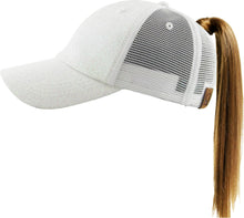 Load image into Gallery viewer, Glitter Meshback Baseball Cap: WHT

