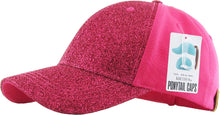 Load image into Gallery viewer, Glitter Ponytail Baseball Cap: BLK
