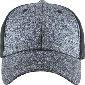 Glitter Ponytail Baseball Cap: BLK