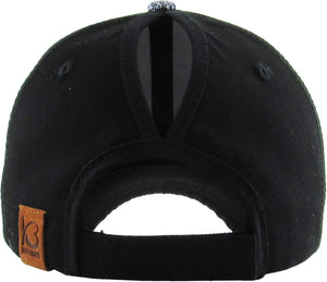 Glitter Ponytail Baseball Cap: BLK
