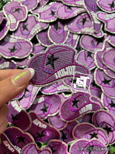 Purple Cowboy Hat....Cap Patches Only: Purple Cowboy Hat
