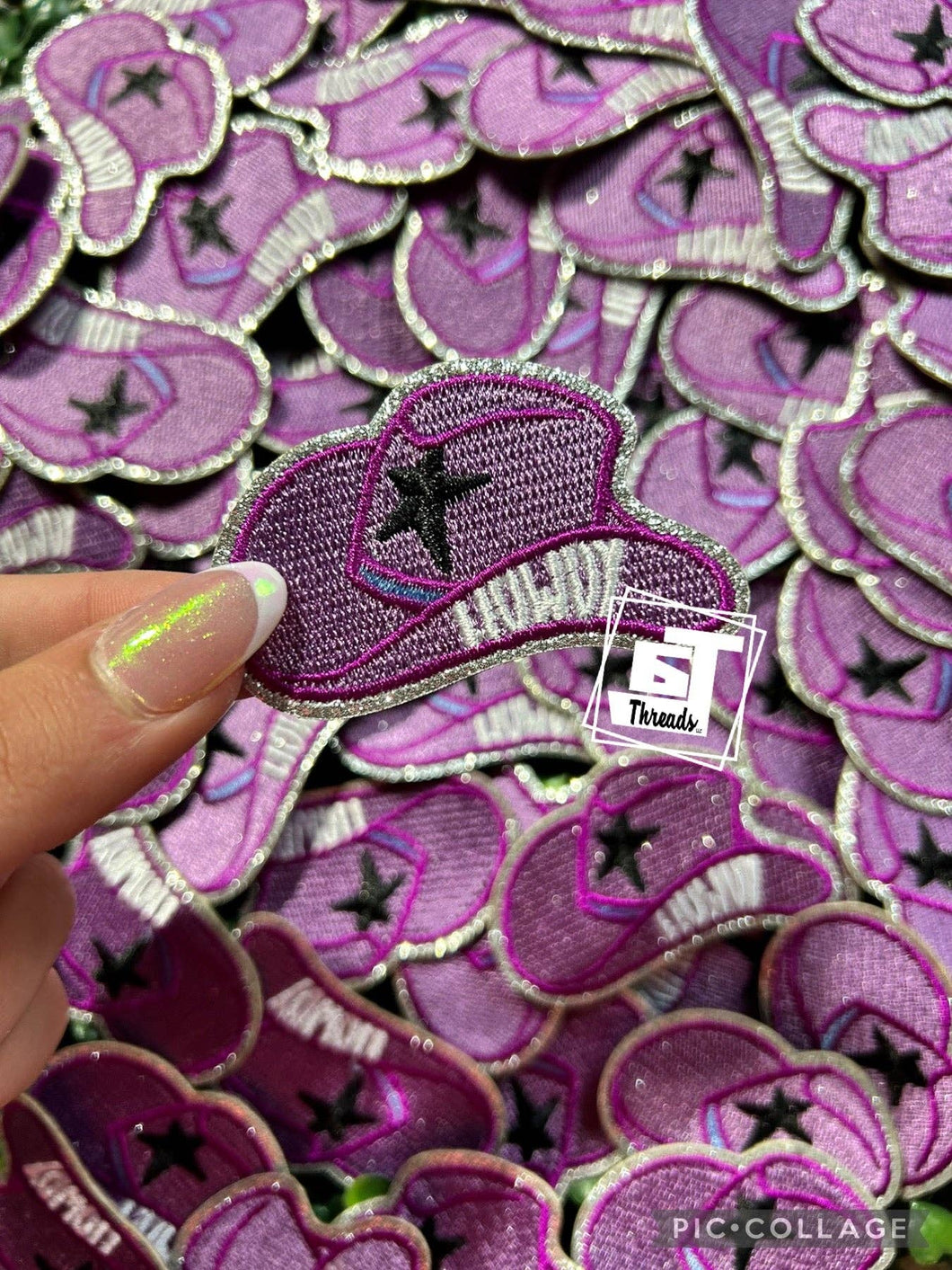 Purple Cowboy Hat....Cap Patches Only: Purple Cowboy Hat