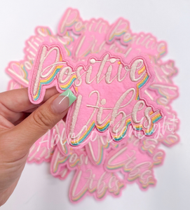 Positive vibe preppy pink trucker hat patch iron on