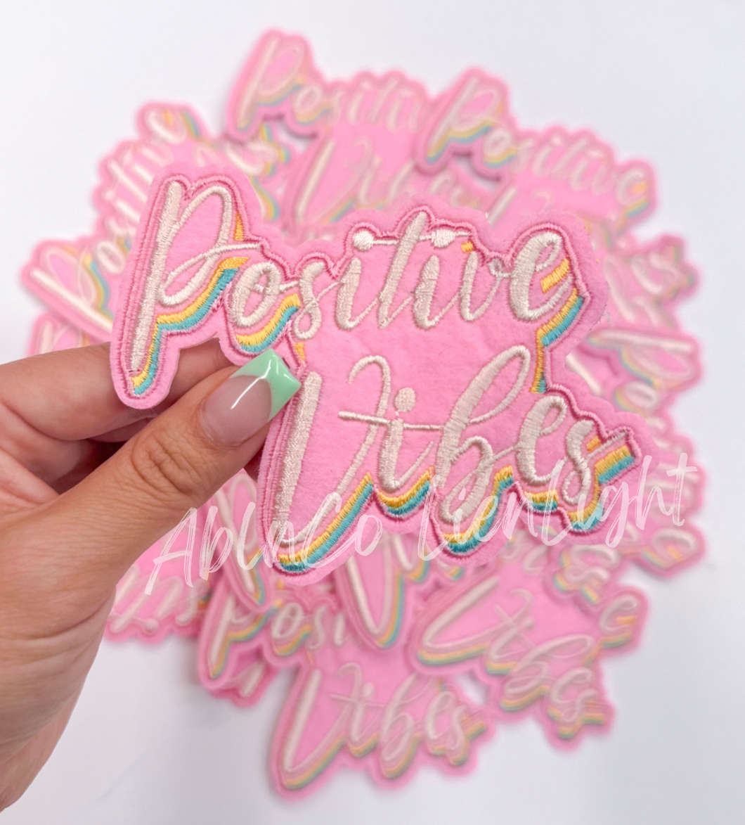 Positive vibe preppy pink trucker hat patch iron on