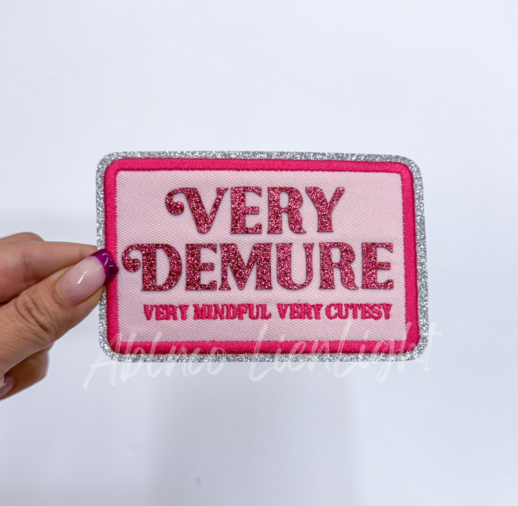 Very demure very mindful very cutesy glitter embroidery patc
