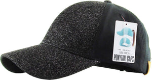 Glitter Ponytail Baseball Cap: BLK